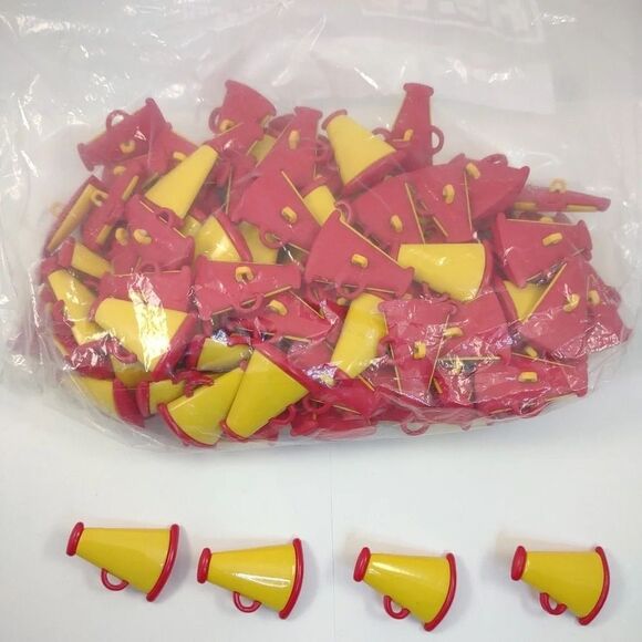 Megaphone Buttons lot of 104 Cupcake Decoration Crafts Yellow and Red - Picture 1 of 10